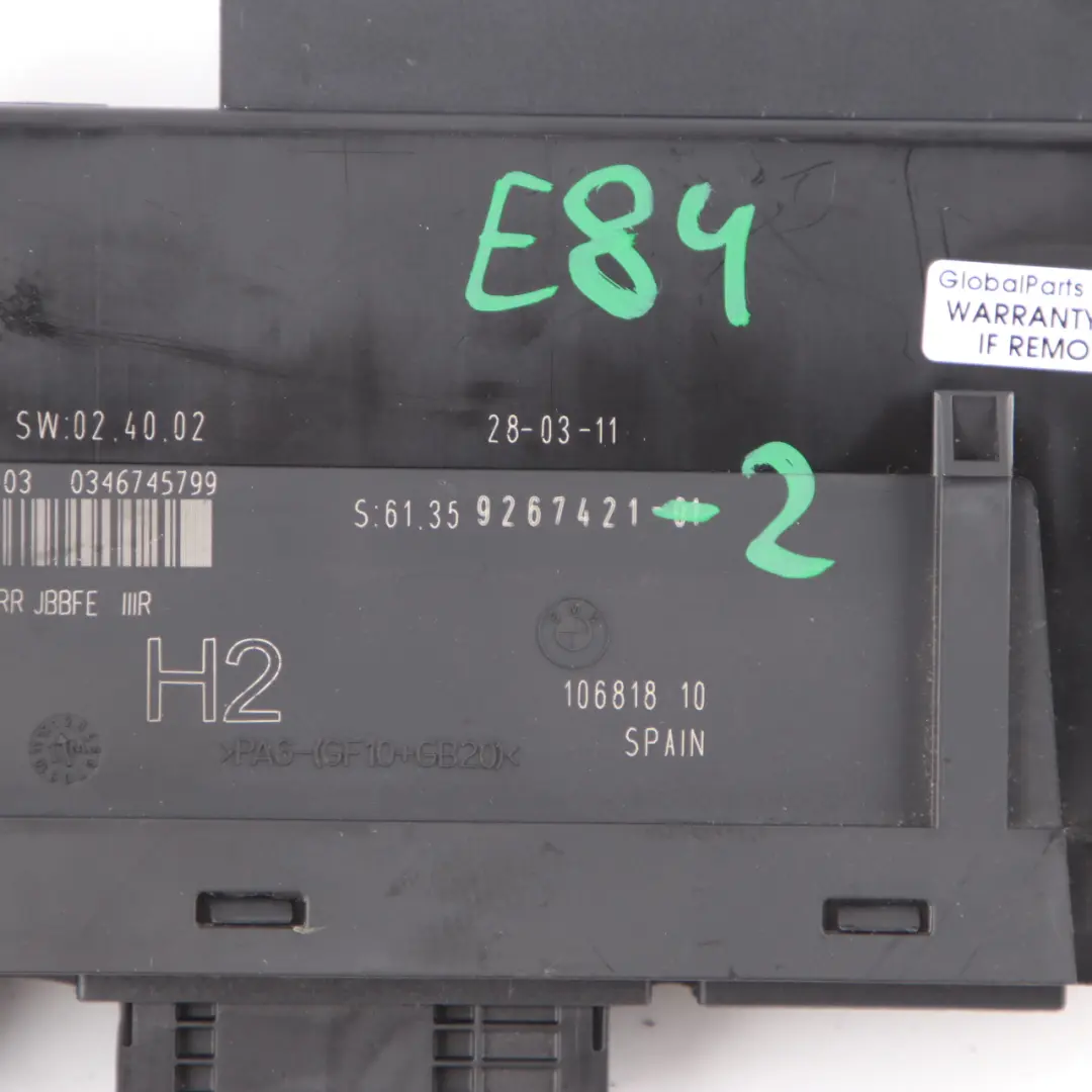 BMW E84 ECU Body Control Module Junction Box PL2RR JBBFE IIIR - SKU 9267421-2 - Part number 9267421