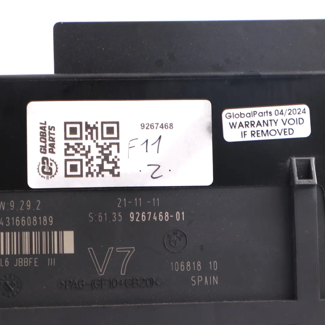 Body Control Module BMW F11 ECU Junction Box 3 PL6 JBBFE III V7 to with Part number 9267468 Body Control Module BMW F11 ECU Junction Box 3 PL6 JBBFE III V7 - SKU 9267468 - Part number 9267468