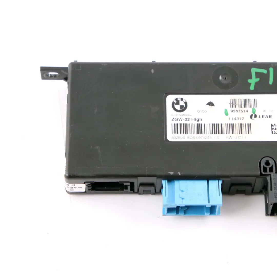 Central Gateway Module ECU Control Unit Lear ZGW-02 High to BMW F10 F11 F12 with Part number 9267514 BMW F10 F11 F12 Central Gateway Module ECU Control Unit Lear ZGW-02 High - SKU 9267514 - Part number 9267514