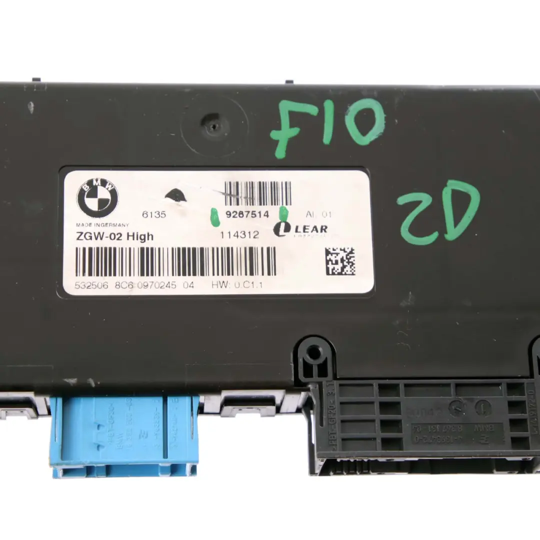 BMW F10 F11 F12 Central Gateway Modul ECU Steuergerät Lear ZGW-02 High - SKU 9267514 - Teilenummer 9267514