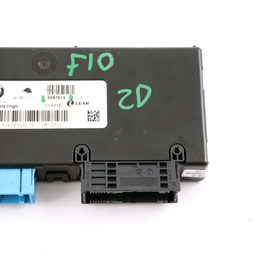 BMW F10 F11 Central Gateway Módulo ECU Unidad Control Lear ZGW-02 Alta - SKU 9267514 - Número de pieza 9267514