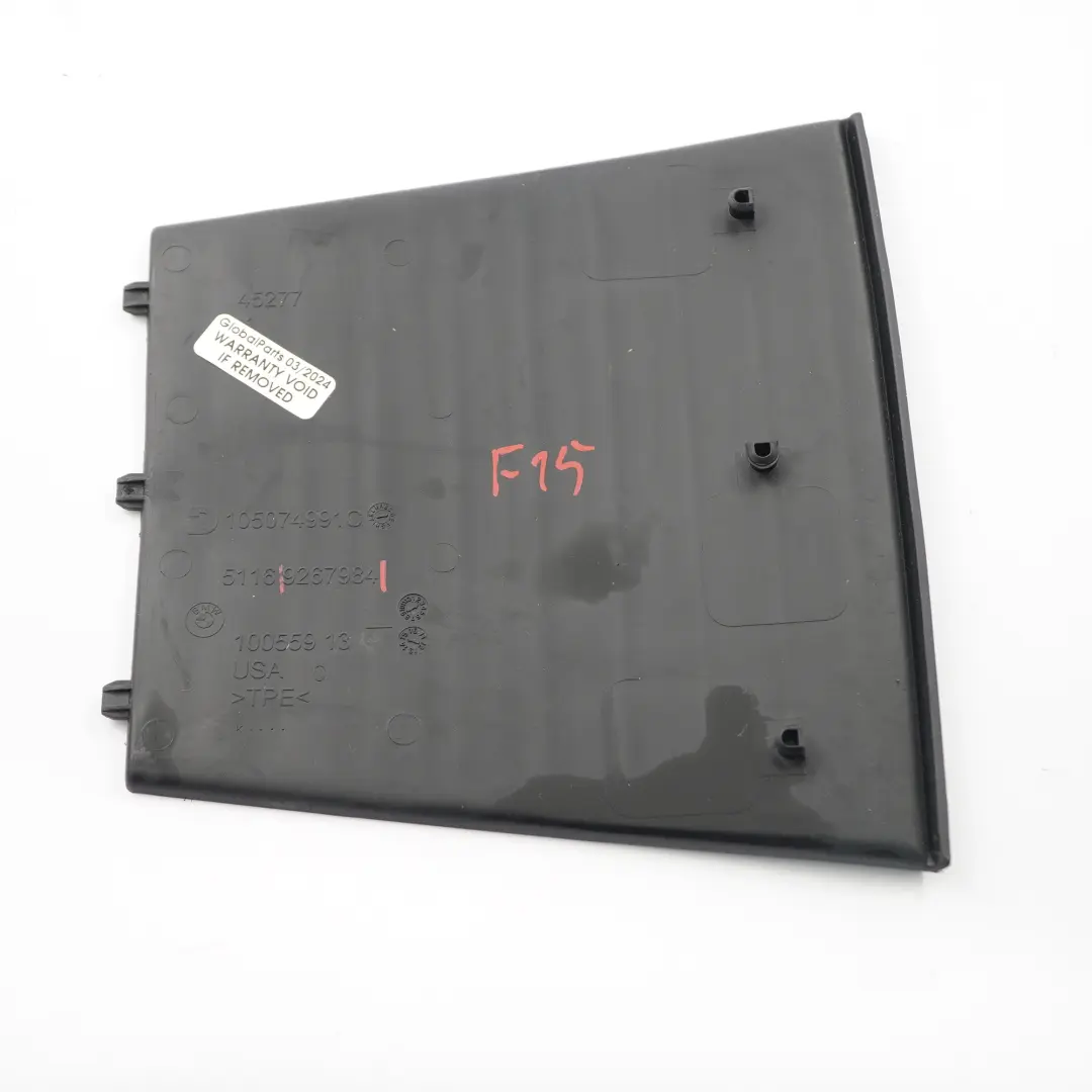 Consola Central Inserto Bandeja Trasera Embellecedor Goma para BMW F15 F16 con número de pieza 9267984 BMW F15 F16 Consola Central Inserto Bandeja Trasera Embellecedor Goma - SKU 9267984 - Número de pieza 9267984