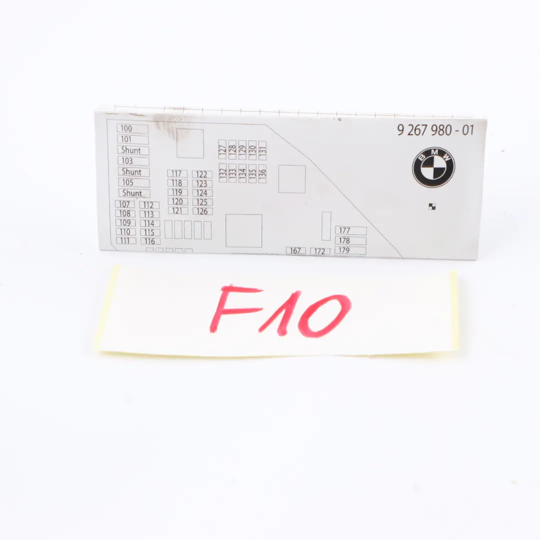 Fuse Box Grouping BMW F10 Fuse Placement Map Card Diagram to with Part number 926980-01 Fuse Box Grouping BMW F10 Fuse Placement Map Card Diagram - SKU 926980-01 - Part number 926980-01