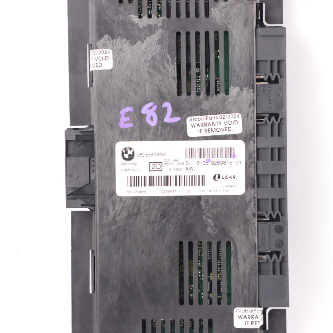 BMW E82 Light Control Footwell Module ECU Basis FRM3R PL2 Lear - SKU 9269815-1 - Part number 9269815