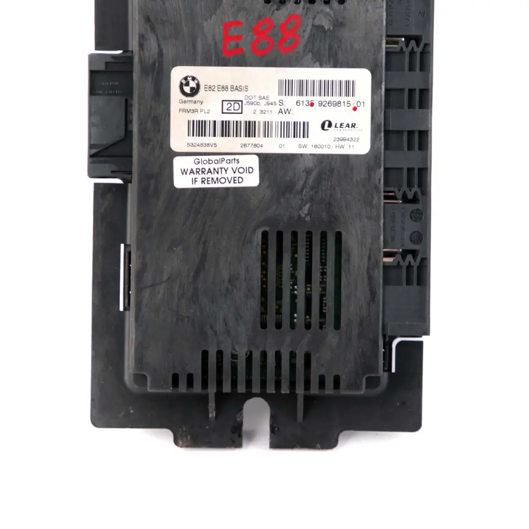Modulo Comando Luci Pedaliera Base ECU FRM3R PL2 Lear per BMW E88 con numero di parte 9269815 BMW E88 Modulo Comando Luci Pedaliera Base ECU FRM3R PL2 Lear - SKU 9269815 - Numero di parte 9269815