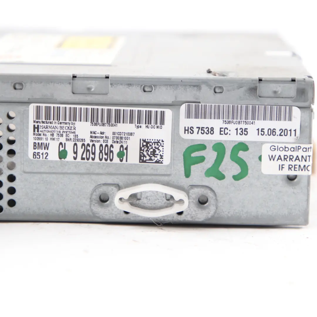 BMW X3 F25 Business CD Radio Player Head Unit Control - SKU 9269896 - Part number 9269896