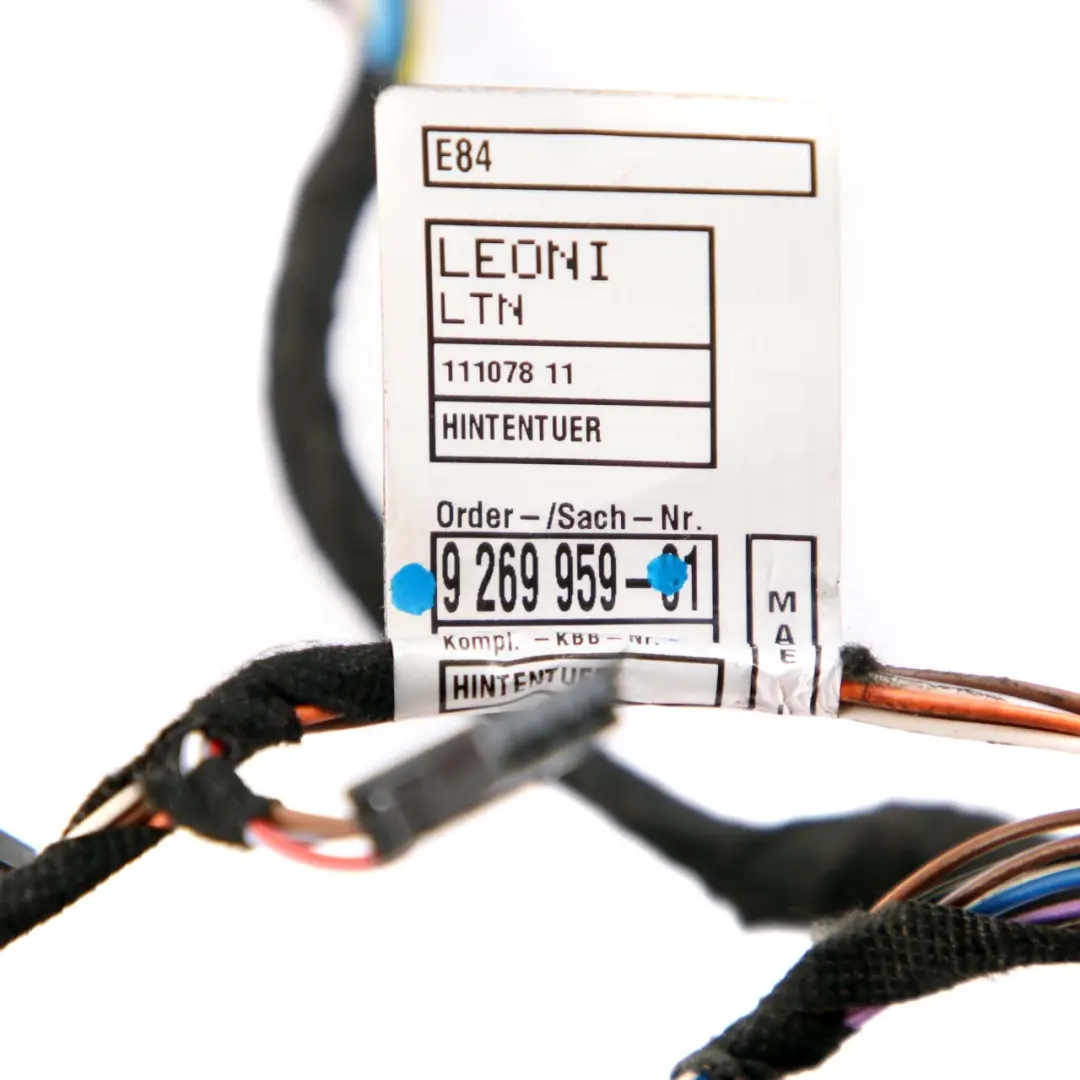 Cableado Loom Puerta Trasera Derecha Izquierda para BMW X1 E84 con número de pieza 9269959 BMW X1 E84 Cableado Loom Puerta Trasera Derecha Izquierda - SKU 9269959 - Número de pieza 9269959