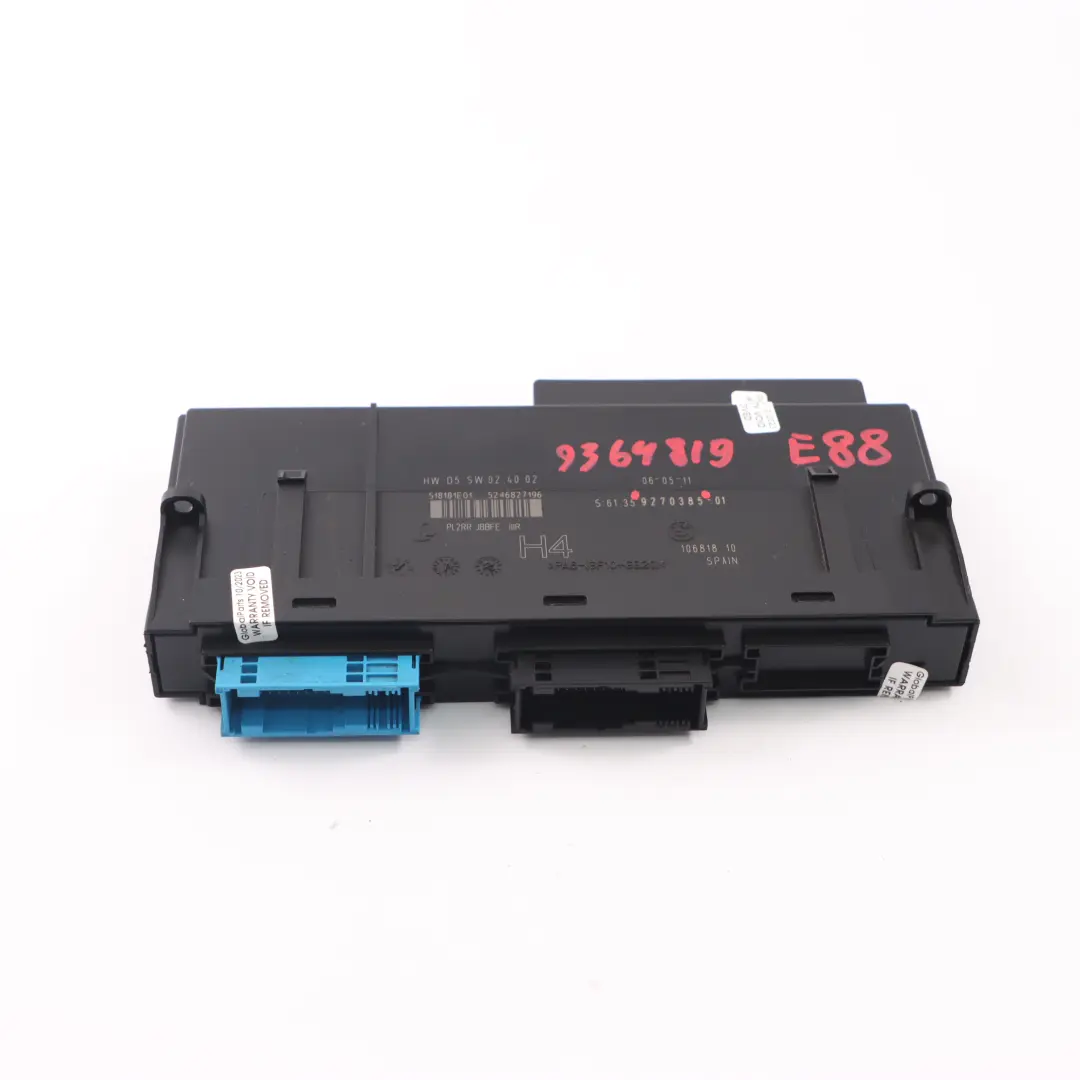 ECU Körper kontrolle Modul H4 Anschlussdose PL2RR JBBFE IIIR für BMW E88 mit Teilenummer 9270385 BMW E88 ECU Körper kontrolle Modul H4 Anschlussdose PL2RR JBBFE IIIR - SKU 9270385 - Teilenummer 9270385