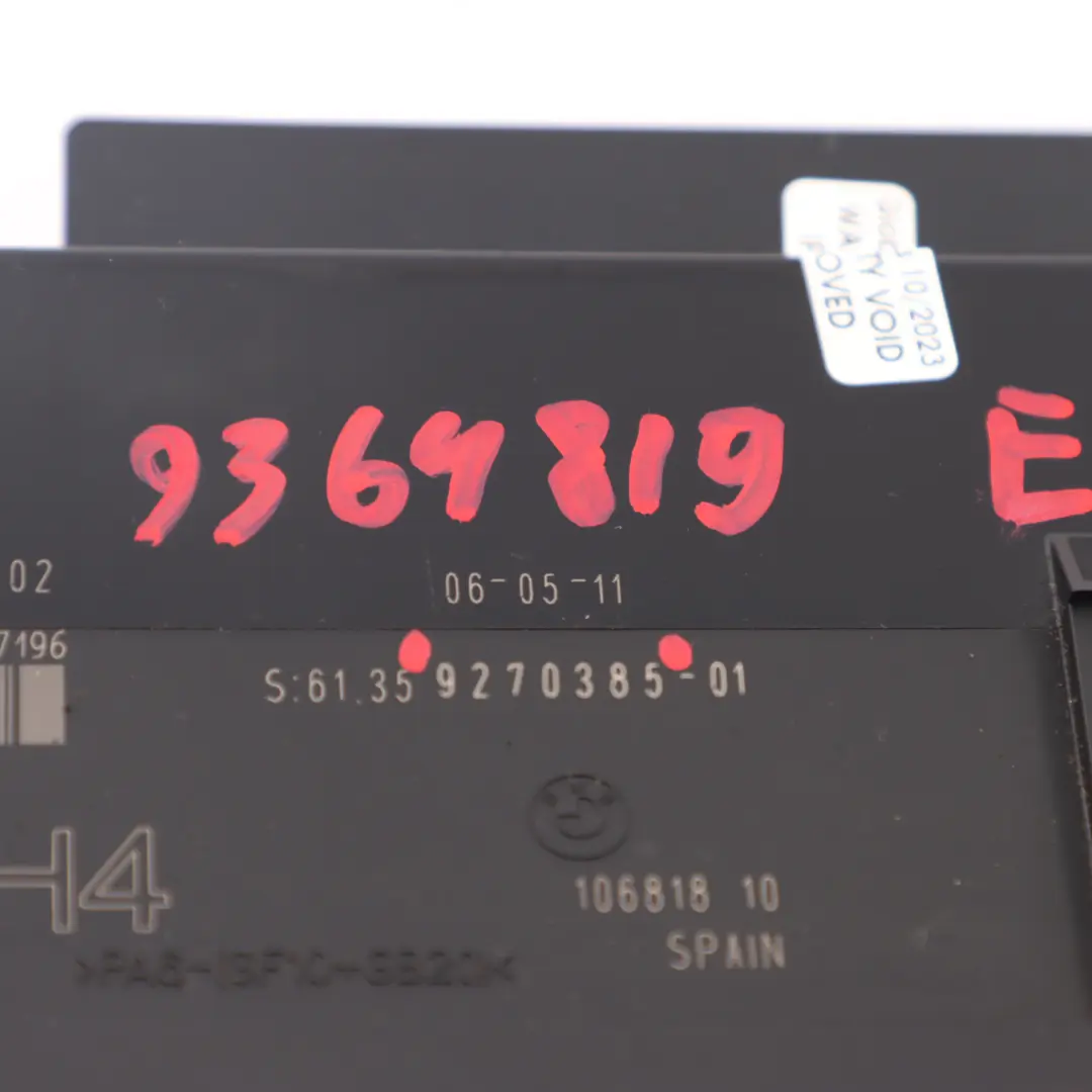 ECU Modulo controllo corpo H4 Scatola giunzione PL2RR JBBFE IIIR per BMW E88 con numero di parte 9270385 BMW E88 ECU Modulo controllo corpo H4 Scatola giunzione PL2RR JBBFE IIIR - SKU 9270385 - Numero di parte 9270385