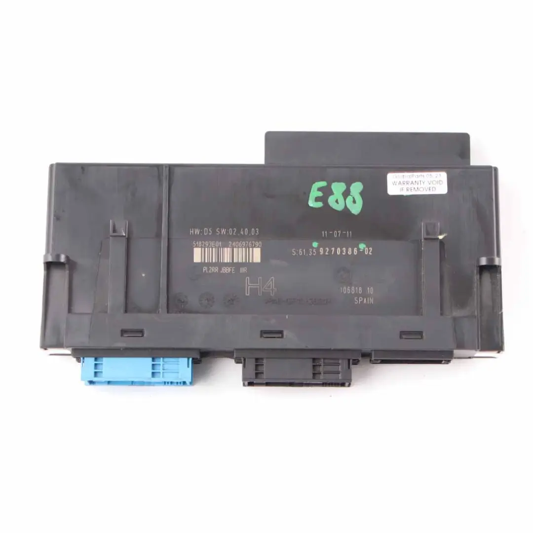 BMW E88 Module De Commande De Carrosserie Unité ECU JBBFE IIIR H4 PL2RR - SKU 9270386 - Numéro de pièce 9270386