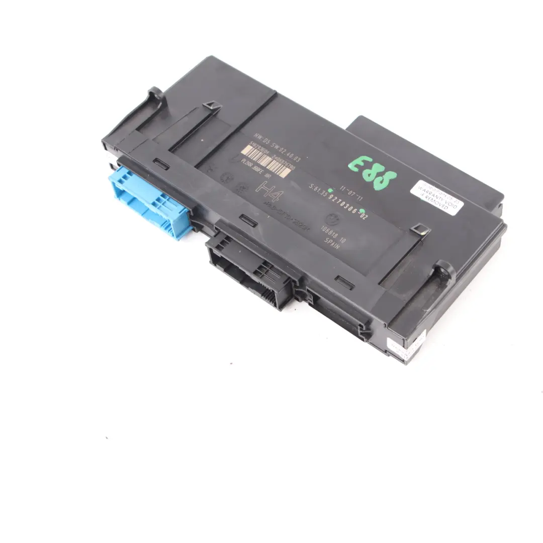 Body Control Module ECU Unit JBBFE IIIR H4 PL2RR to BMW E88 with Part number 9270386 BMW E88 Body Control Module ECU Unit JBBFE IIIR H4 PL2RR - SKU 9270386 - Part number 9270386