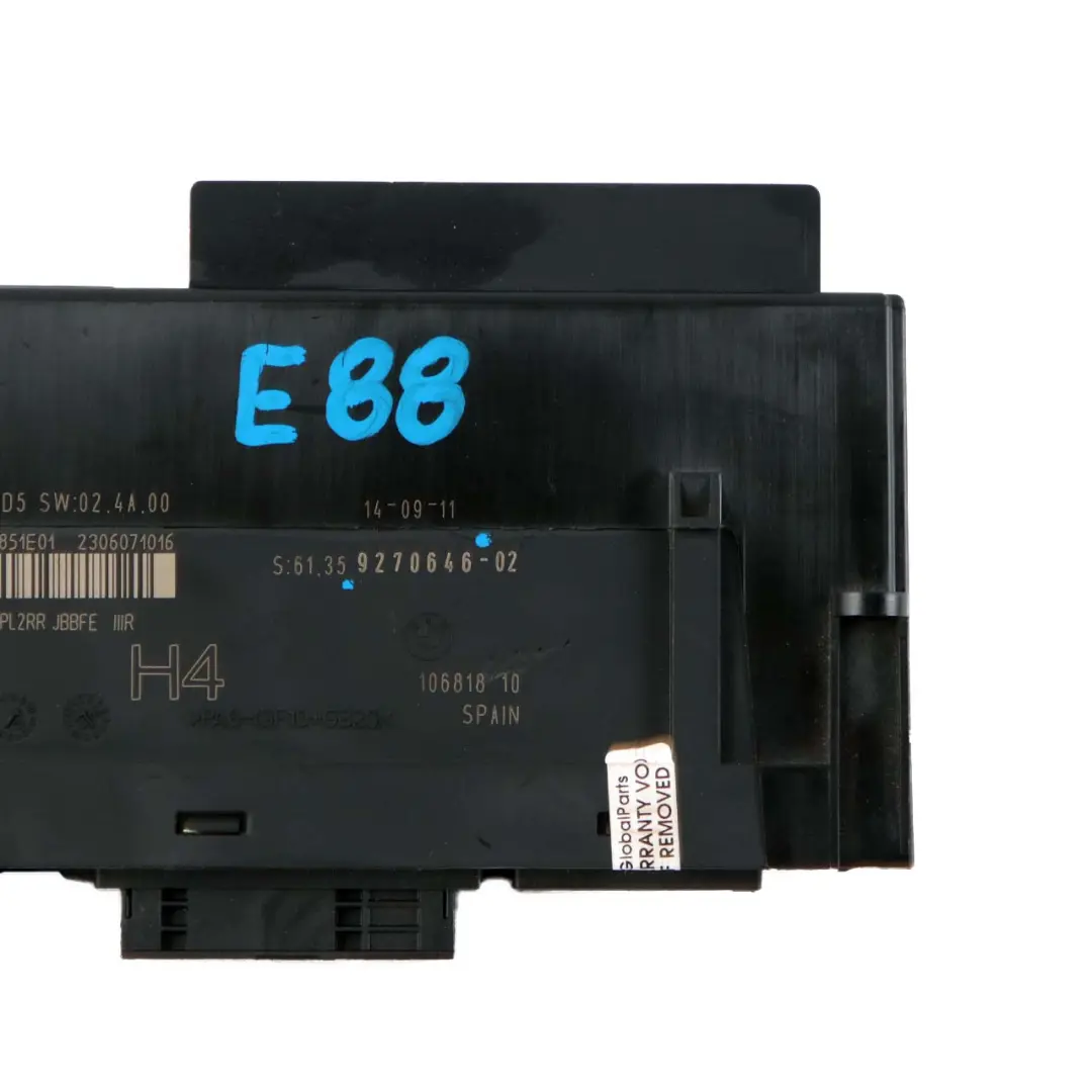 BMW E88 ECU Body Control Module H4 Junction Box PL2RR JBBFE IIIR - SKU 9270646 - Part number 9270646