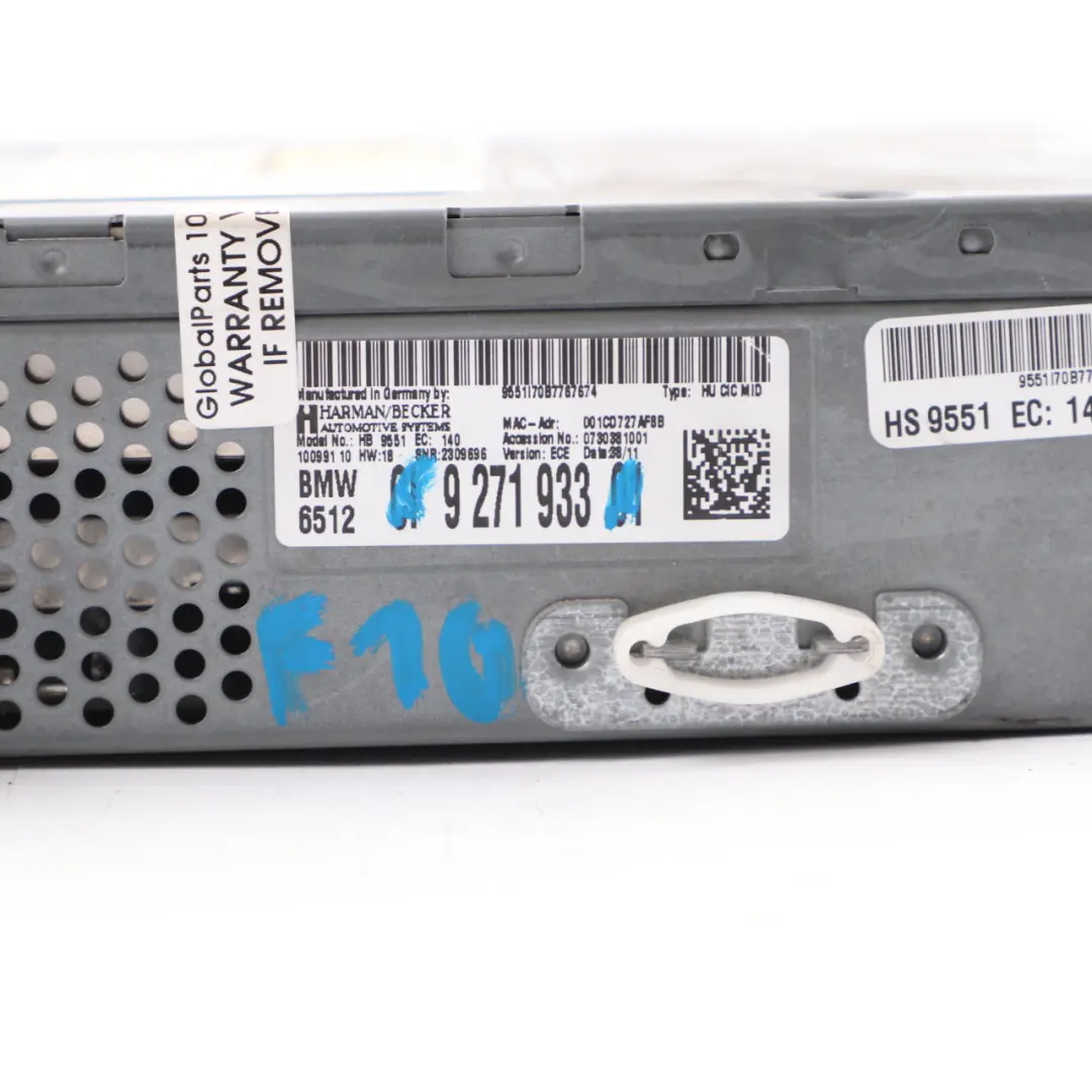  Radio Player BMW F10 F11 Audio CD Champ 2 Head Unit MID - SKU 9271933 - Part number 9271933