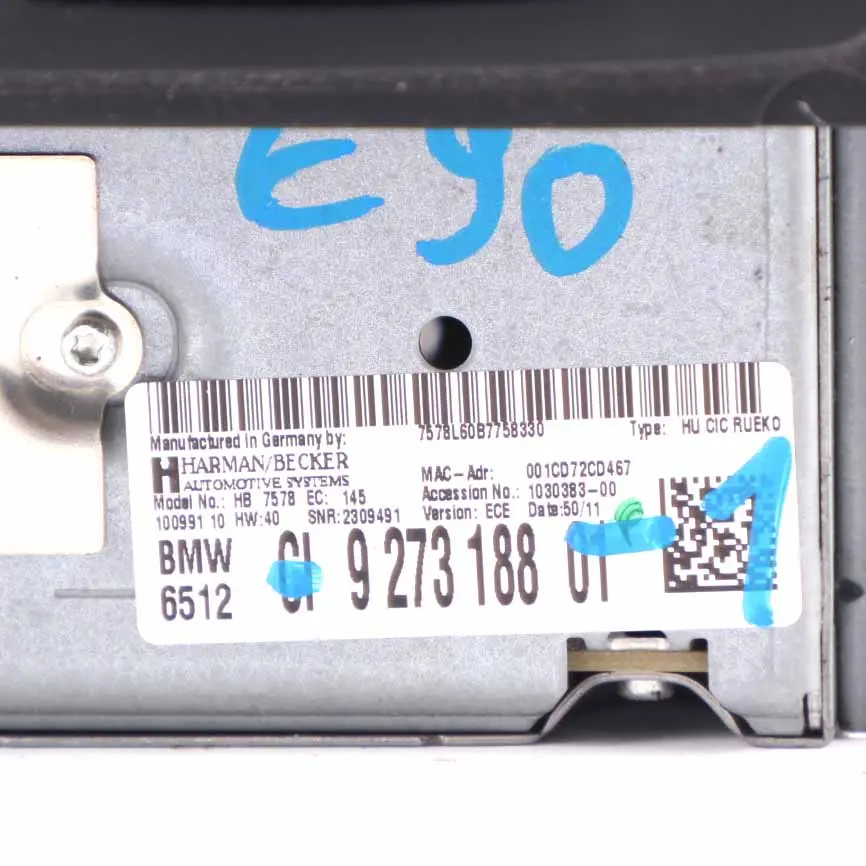  Unidad principal de navegación BMW E81 E87 E90 LCI CIC - SKU 9273188-1 - Número de pieza 9273188