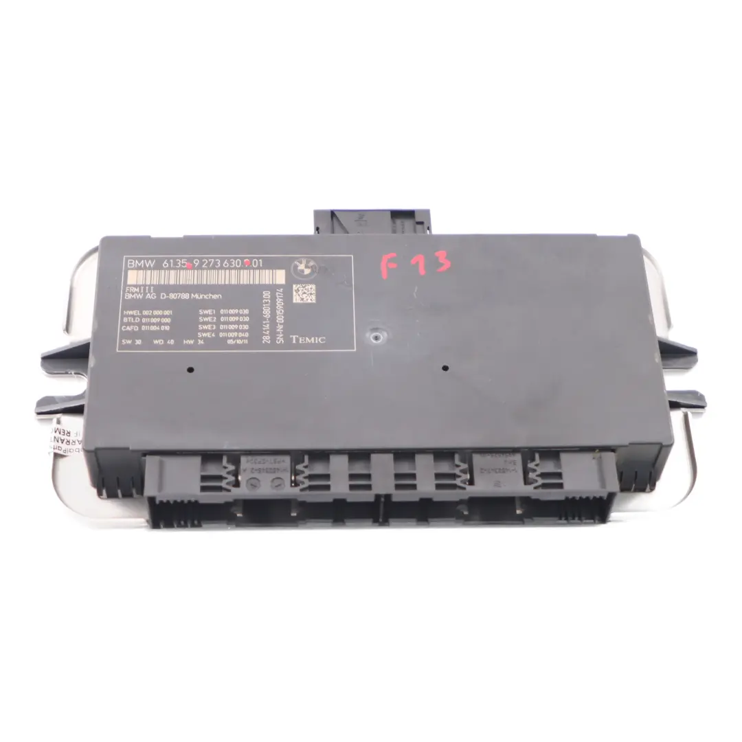 Footwell Light Module Control Unit ECU FRM3 to BMW F13 with Part number 9273630 BMW F13 Footwell Light Module Control Unit ECU FRM3 - SKU 9273630 - Part number 9273630