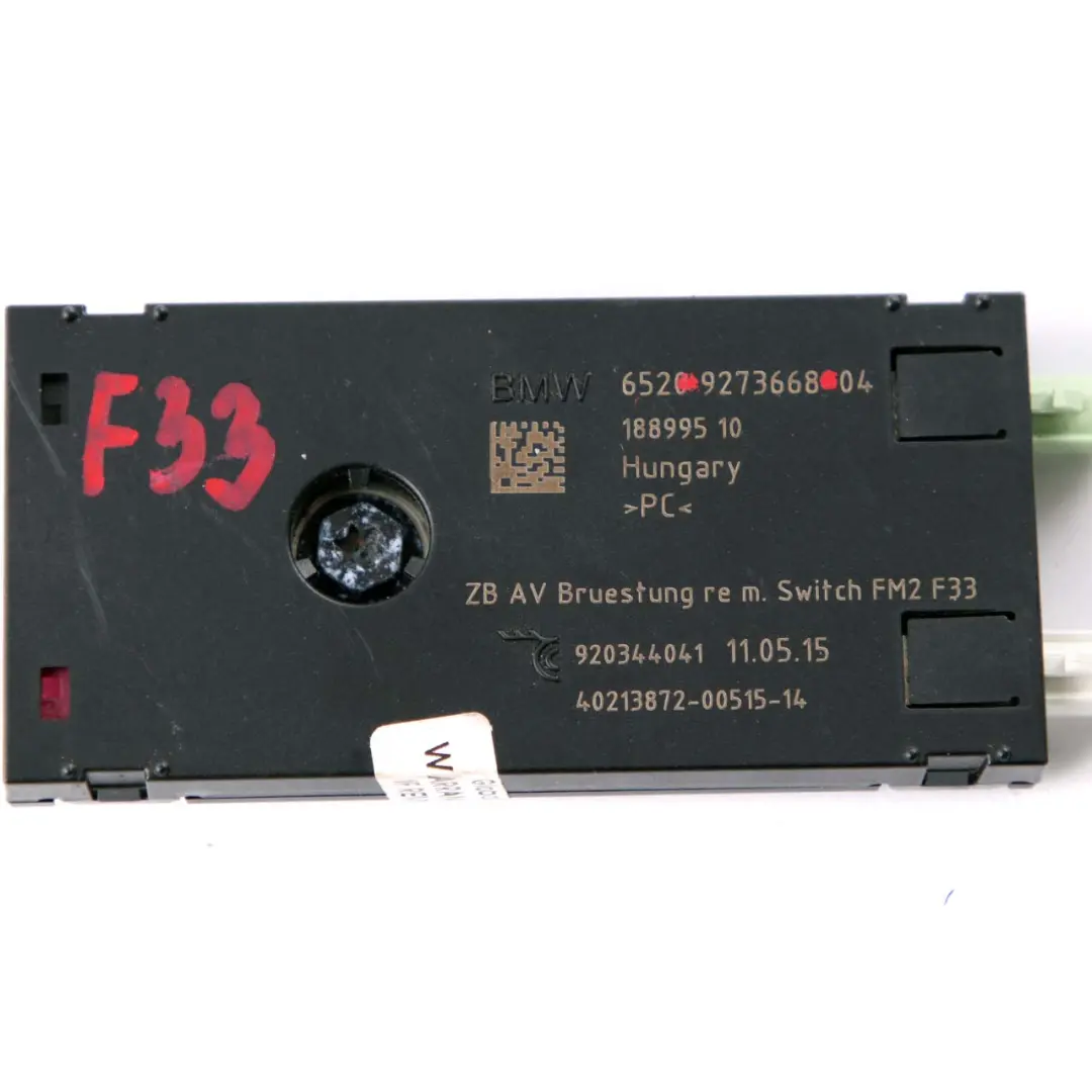 Aerial Antenna Amplifier Unit Module Right O/S to BMW 4 Series F33 F83 M4 with Part number 9273668 BMW 4 Series F33 F83 M4 Aerial Antenna Amplifier Unit Module Right O/S - SKU 9273668 - Part number 9273668
