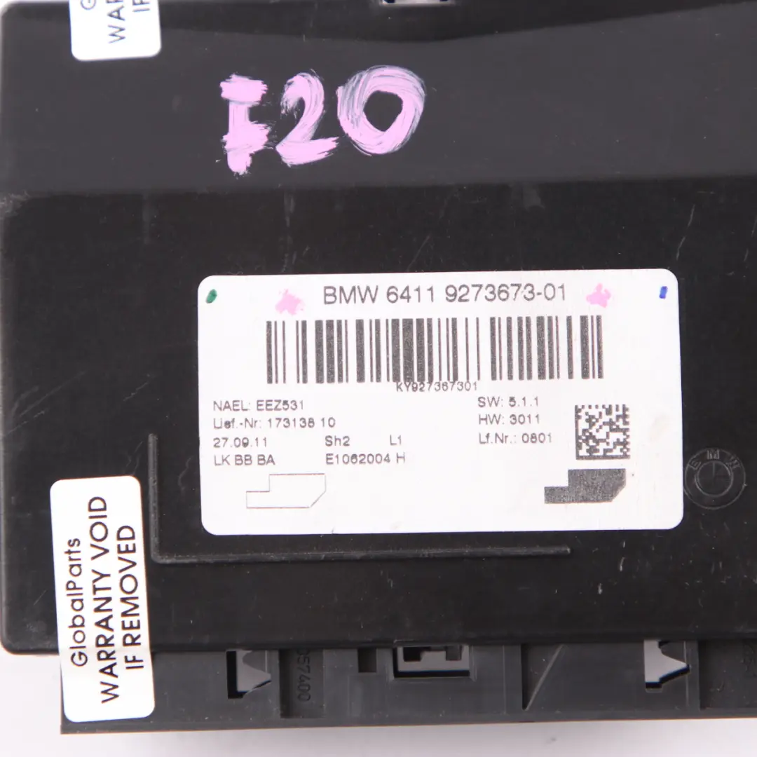 A/C Climate Control Unit Module Air Conditioning to BMW F20 F21 with Part number 9273673 BMW F20 F21 A/C Climate Control Unit Module Air Conditioning - SKU 9273673 - Part number 9273673