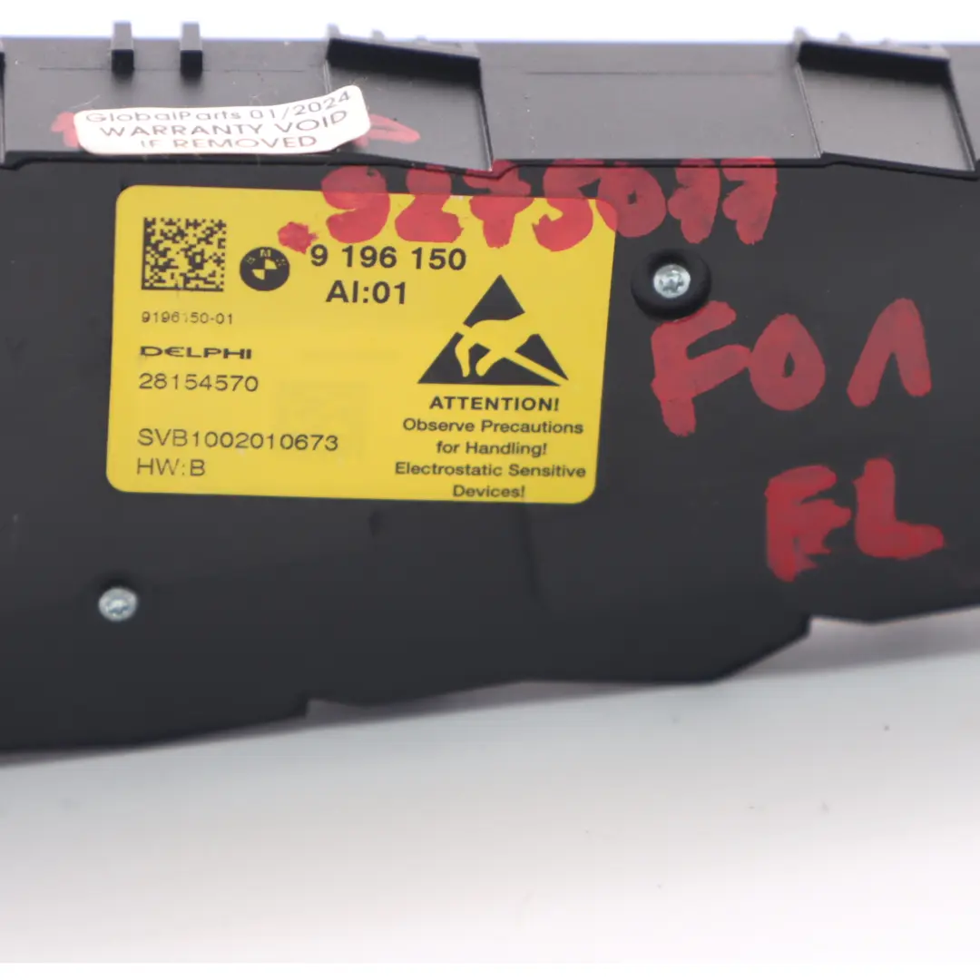 BMW F01 F10 Seat Switch Adjusting Memory Front Left N/S Lumbar Support 9196150 - SKU 9275077 - Part number 9275077