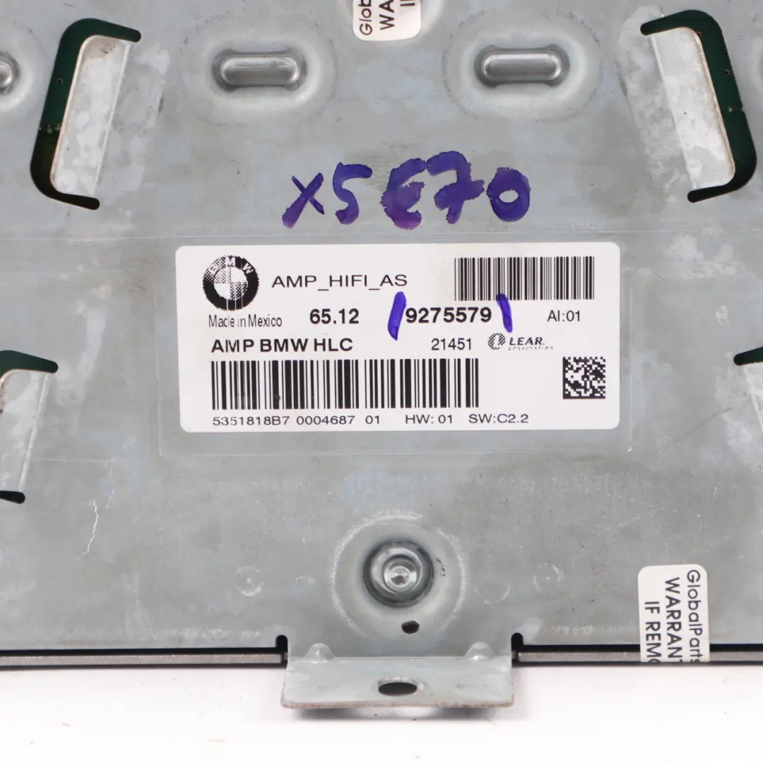BMW X5 E70 Audio Amplifier HiFi Stereo Sound System AMP Control Unit - SKU 9275579 - Part number 9275579