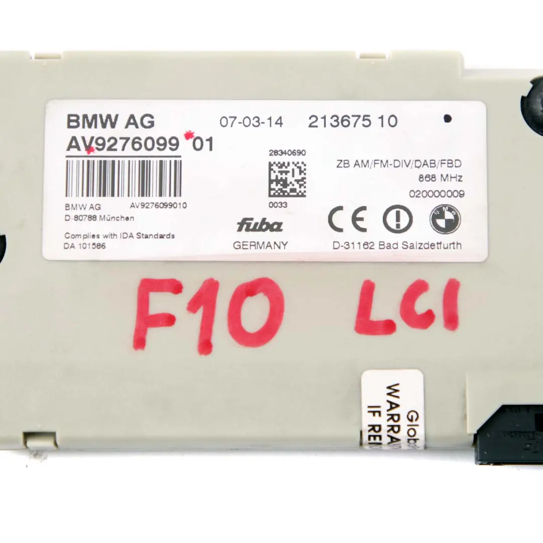 Antena Diversity Antena Amplificador Módulo DAB para BMW F01 F10 con número de pieza 9276099 BMW F01 F10 Antena Diversity Antena Amplificador Módulo DAB - SKU 9276099 - Número de pieza 9276099