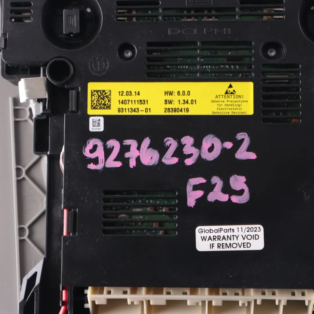 BMW F01 F10 F25 F26 Vorne Innenraum Dach Licht Schalter Cluster Grau - SKU 9276230-2 - Teilenummer 9276230