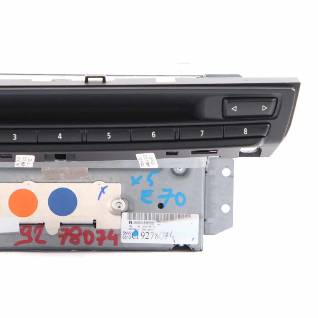 Unidad Central CIC DAB Profesional Sistema de Navegación Controlador para BMW X5 E70 con número de pieza 9278074 BMW X5 E70 Unidad Central CIC DAB Profesional Sistema de Navegación Controlador - SKU 9278074 - Número de pieza 9278074