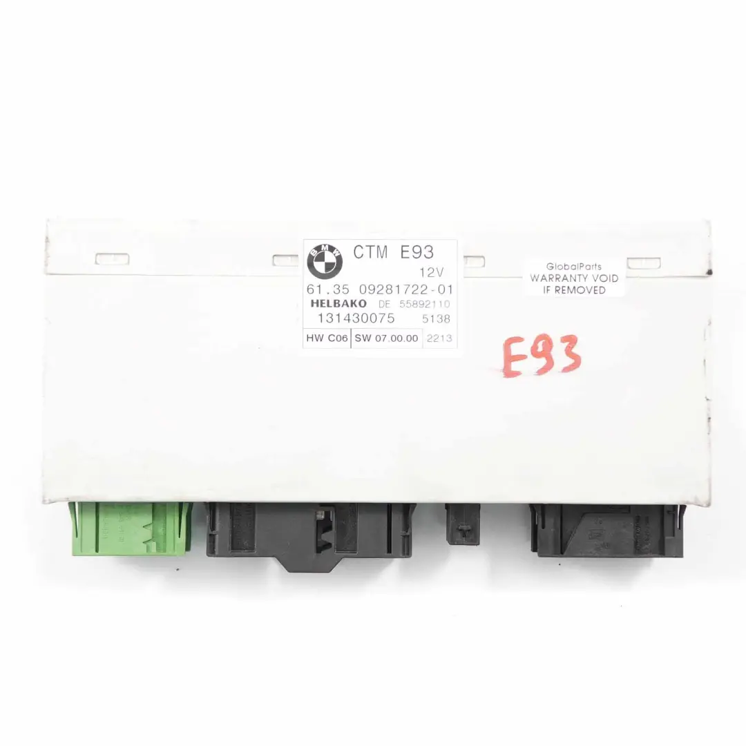 BMW E93 Cabrio Convertible Folding Top Roof ECU Module CTM - SKU 9281722 - Part number 9281722