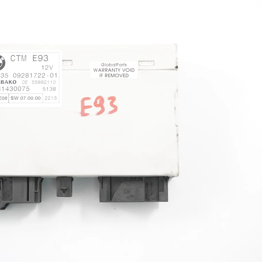 Capot Cabriolet Module ecu Appareil de Commande Ctm pour BMW 3 E93 à propos du numéro de pièce 9281722 BMW 3 E93 Capot Cabriolet Module ecu Appareil de Commande Ctm - SKU 9281722 - Numéro de pièce 9281722