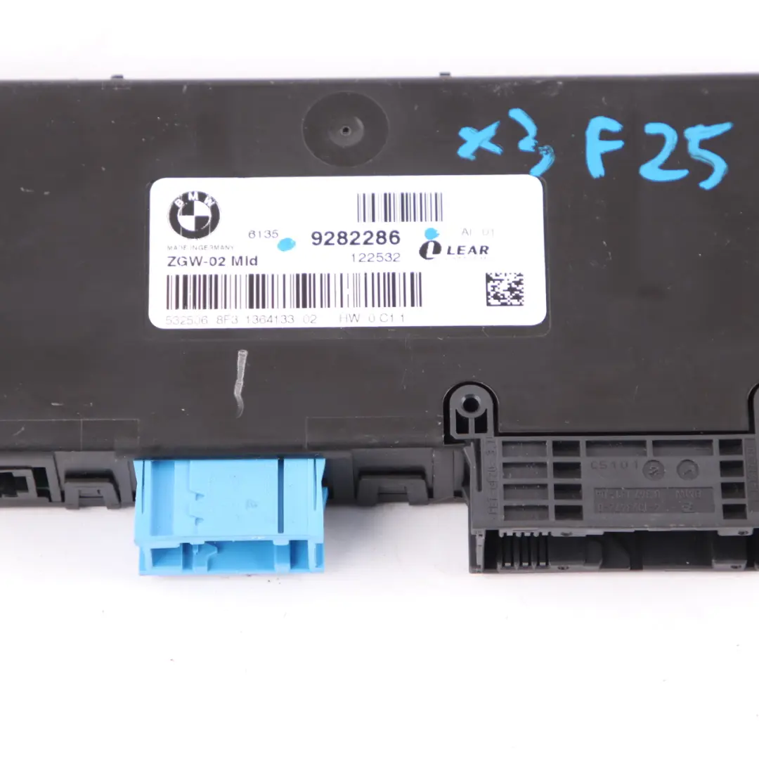 Central Gateway Módulo Unidad De Control Lear ZGW-02 MID para BMW X3 F25 con número de pieza 9282286 BMW X3 F25 Central Gateway Módulo Unidad De Control Lear ZGW-02 MID - SKU 9282286 - Número de pieza 9282286