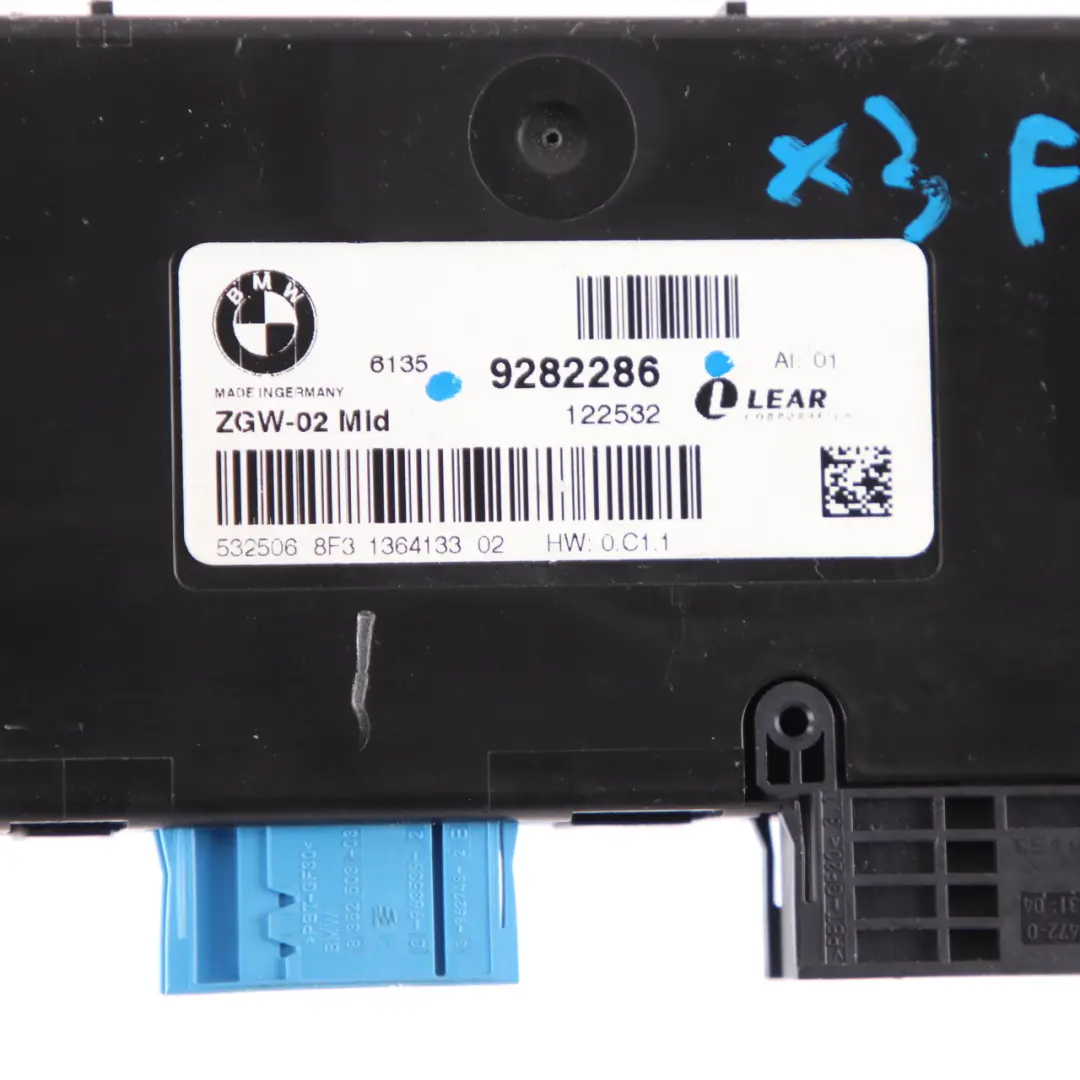 BMW X3 F25 Central Gateway Module Control Unit Lear ZGW-02 MID - SKU 9282286 - Part number 9282286