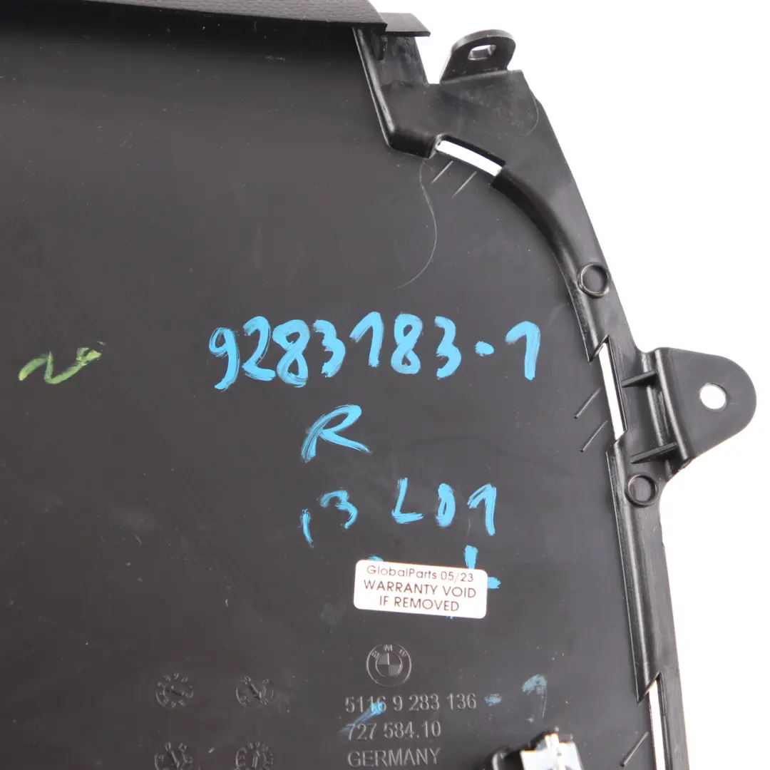 BMW i3 I01 Centre Console Trim Cover Panel Right O/S Black 9283136 - SKU 9283183-1 - Part number 9283183
