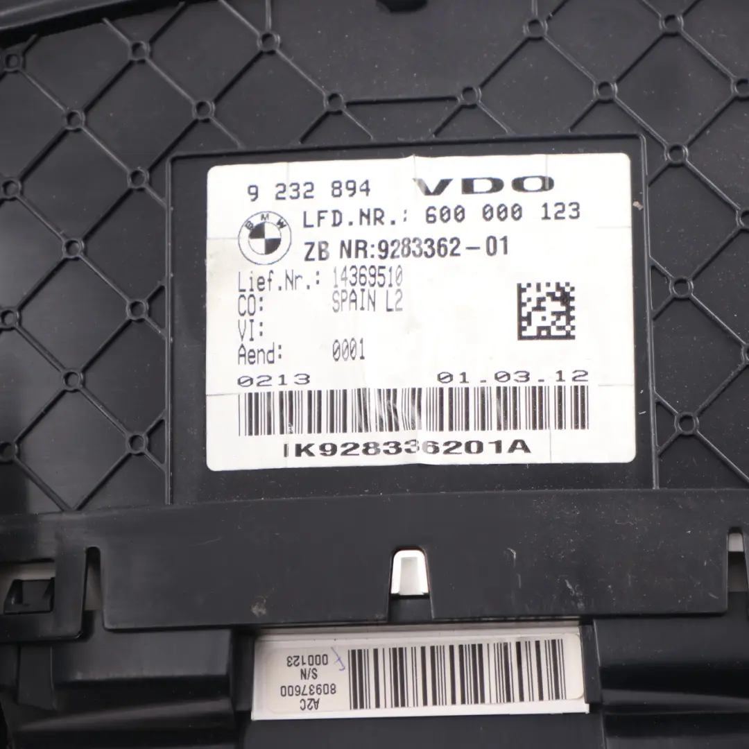 Instrument Cluster BMW F30 Diesel Speedometer RPM Counter Gauges to with Part number 9283362 Instrument Cluster BMW F30 Diesel Speedometer RPM Counter Gauges - SKU rhd-9283362 - Part number 9283362