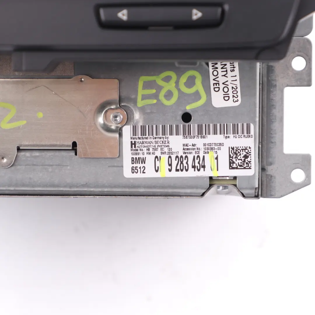 Radio CD Player Navigation CIC Head Unit Computer DAB to BMW Z4 E89 with Part number 9283434 BMW Z4 E89 Radio CD Player Navigation CIC Head Unit Computer DAB - SKU 9283434 - Part number 9283434