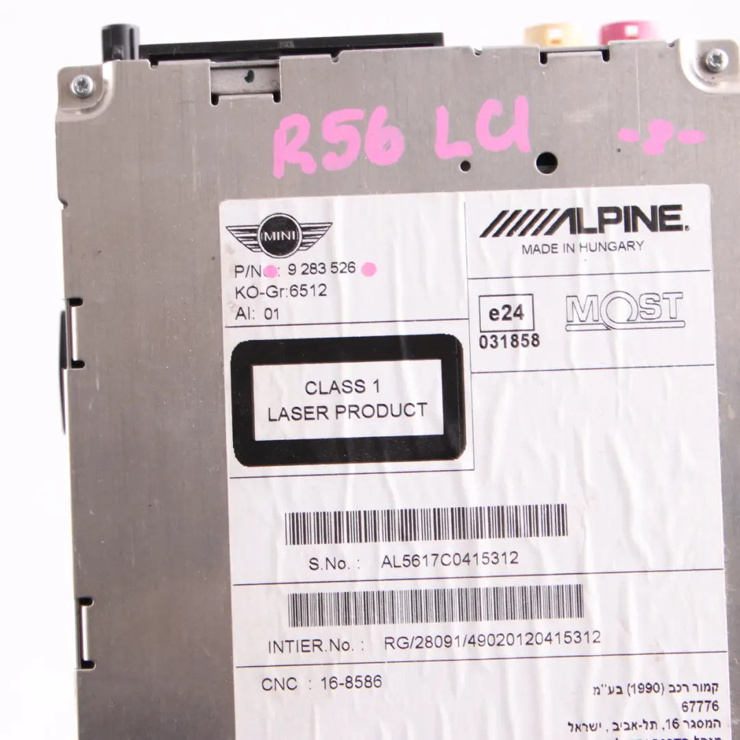 Mini Navegación Unidad Principal R55 R56 R57 LCI R60 R61 Sat Nav DAB - SKU 9283526 - Número de pieza 9283526