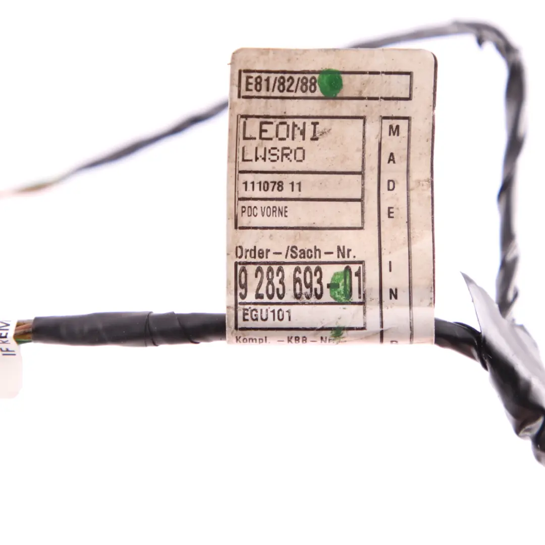 PDC Wiring BMW E81 E82 E87 LCI E88 Front Bumper Loom Cables Set to with Part number 9283693 PDC Wiring BMW E81 E82 E87 LCI E88 Front Bumper Loom Cables Set - SKU 9283693 - Part number 9283693