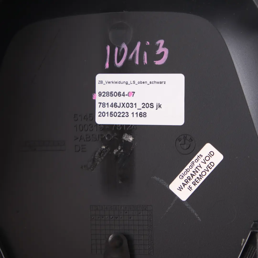 BMW i3 I01 Steering Column Trim Panel Cover Top Black - SKU 9285064 - Part number 9285064