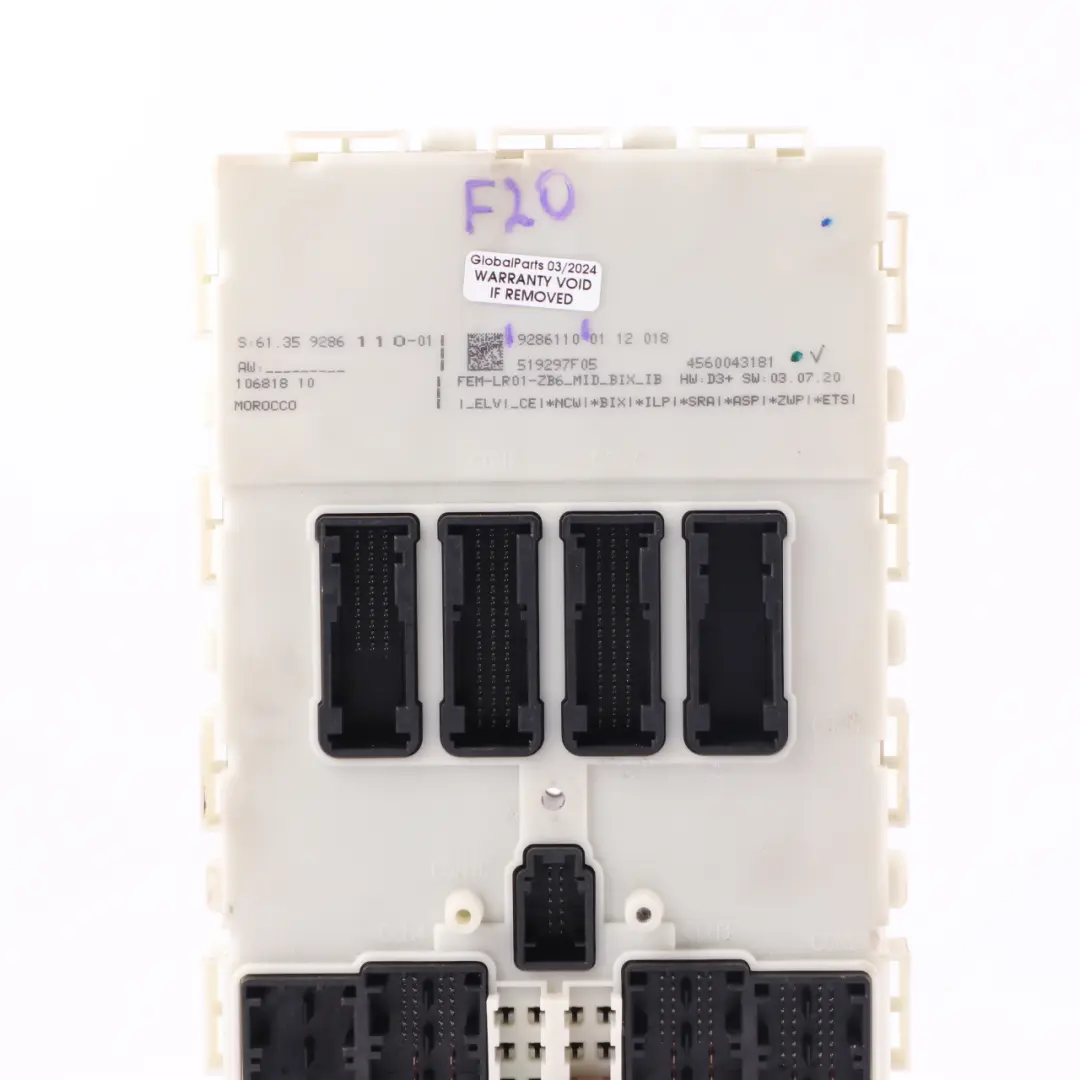 BMW F20 F21 F30 F31 F32 Body Control Comfort Module Unit FEM ECU LR01 - SKU 9286110 - Part number 9286110