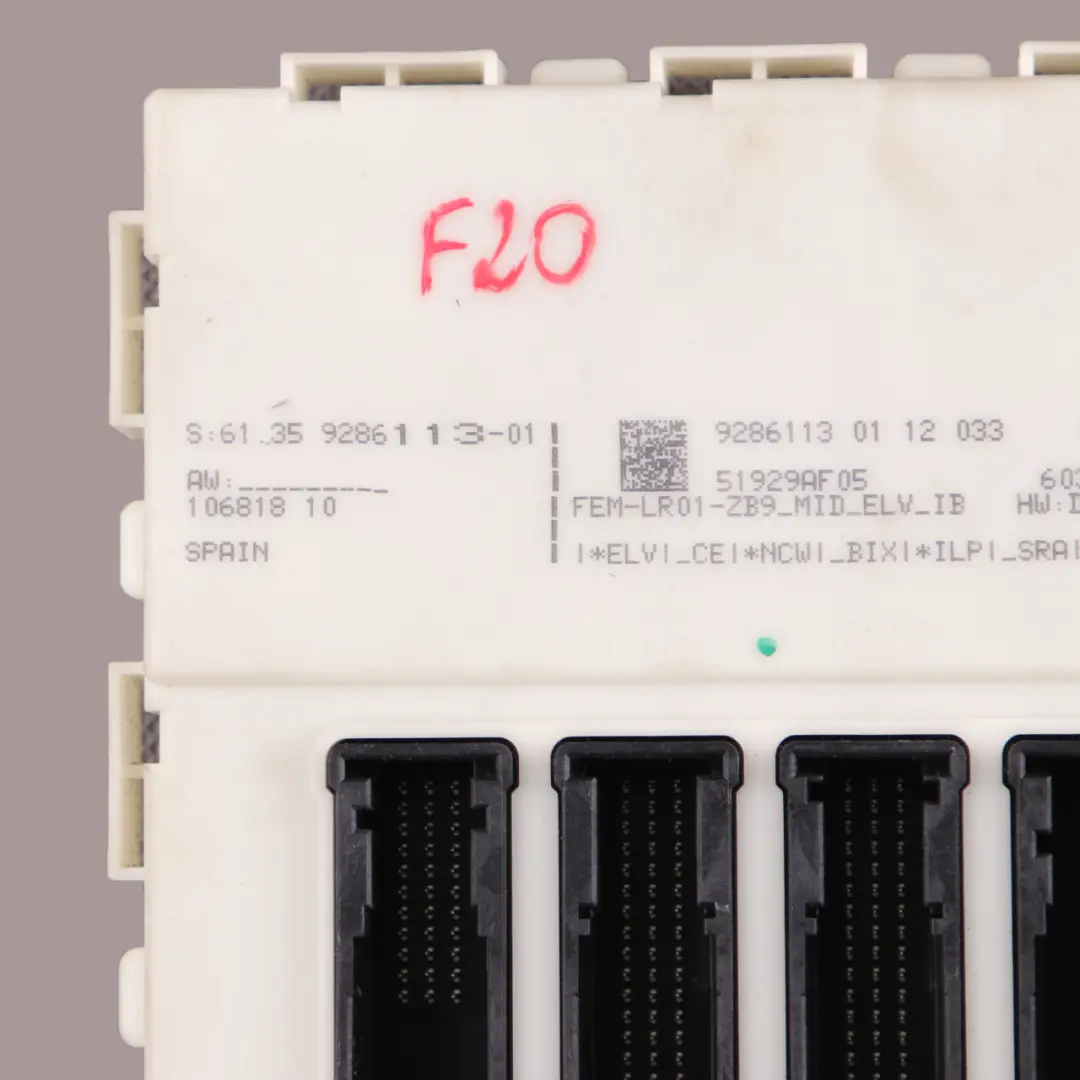 FEM Modul ECU Steuergerät Sicherungskasten für BMW F20 F21 F22 F30 F32 mit Teilenummer 9286113 BMW F20 F21 F22 F30 F32 FEM Modul ECU Steuergerät Sicherungskasten - SKU 9286113 - Teilenummer 9286113