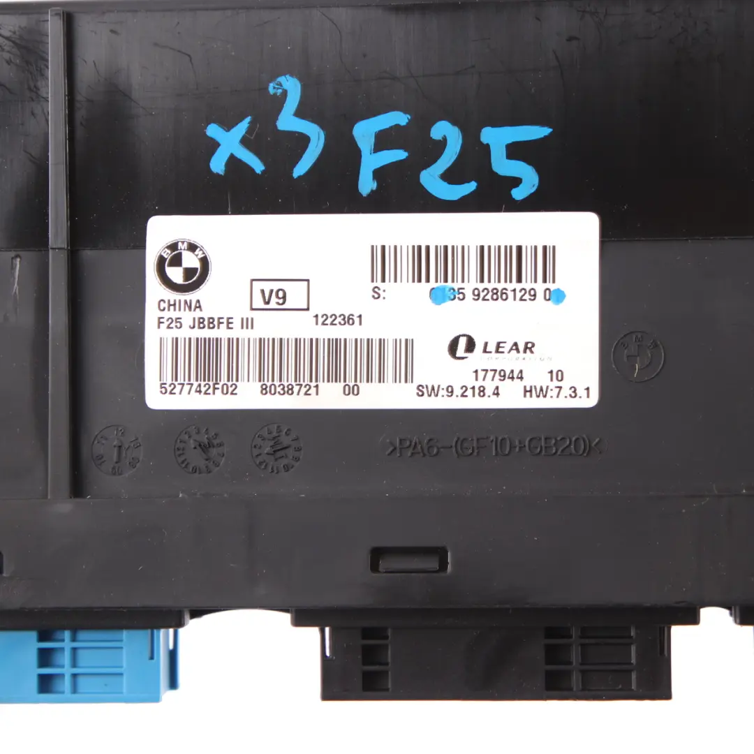 BMW X3 F25 Body Control Module ECU Junction Box JBBFE III V9 - SKU 9286129 - Part number 9286129