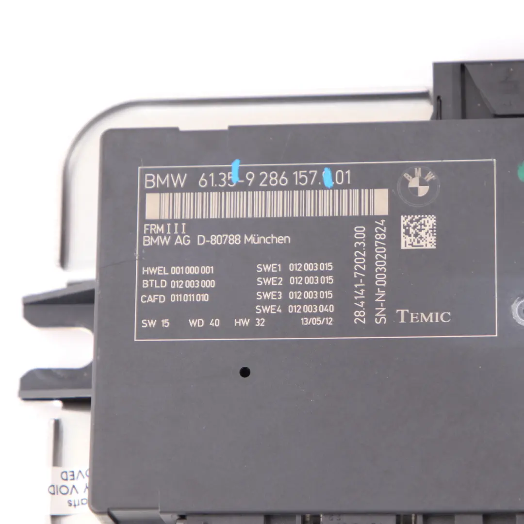 BMW X3 F25 Commande Éclairage Plancher Voiture Unité Commande Électronique FRM3 - SKU 9286157 - Numéro de pièce 9286157