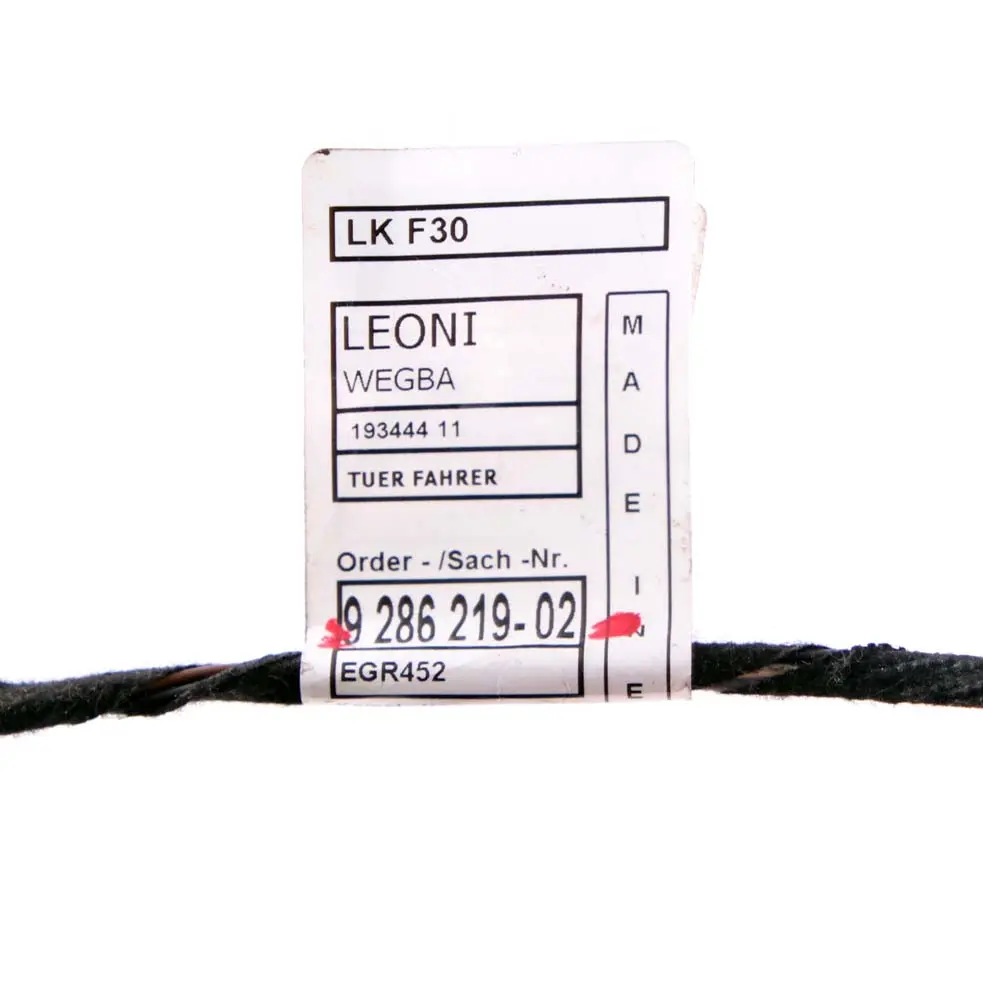 BMW F30 F31 Faisceau de Câbles Portière Avant Conducteur - SKU 9286219 - Numéro de pièce 9286219