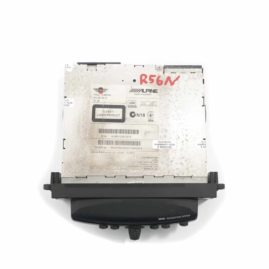 Mini Navigation Head Unit R55 R56 R57 LCI R60 R61 CHAMP 2 Sat Nav DAB - SKU 9286640 - Part number 9283529