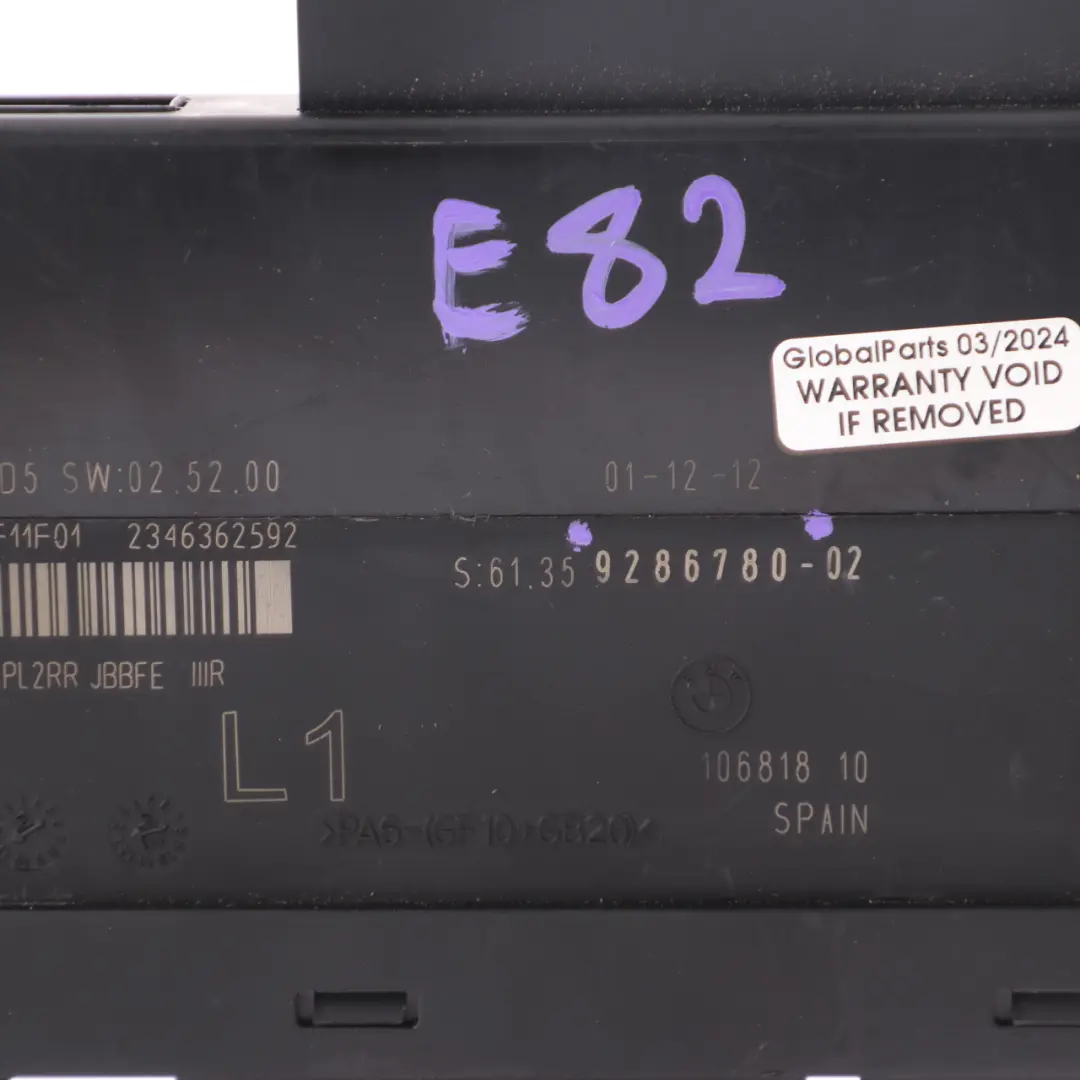  Modul BMW E82 Abzweigdose Karosserie Komfort Steuergerät - SKU 9286780 - Teilenummer 9364819