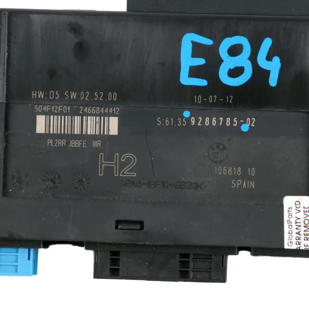 BMW X1 E84 ECU Modulo Controllo Corpo Scatola Giunzione H2 PL2RR JBBFE IIIR - SKU 9286785 - Numero di parte 9286785