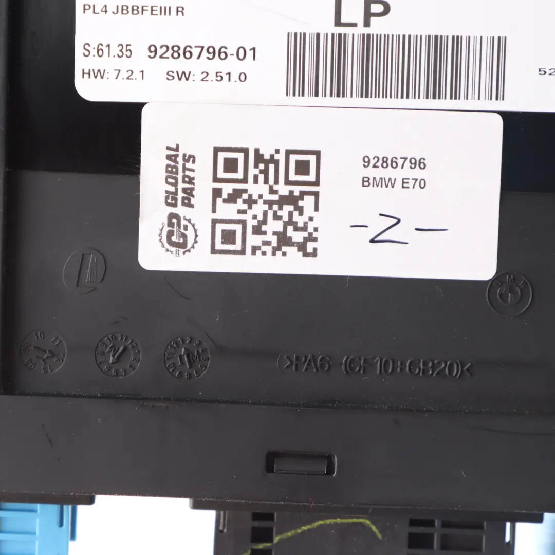 BMW E70 Body Control Module Unit Junction Box PL4 JBBFEIII R ECU - SKU 9286796 - Número de pieza 9286796