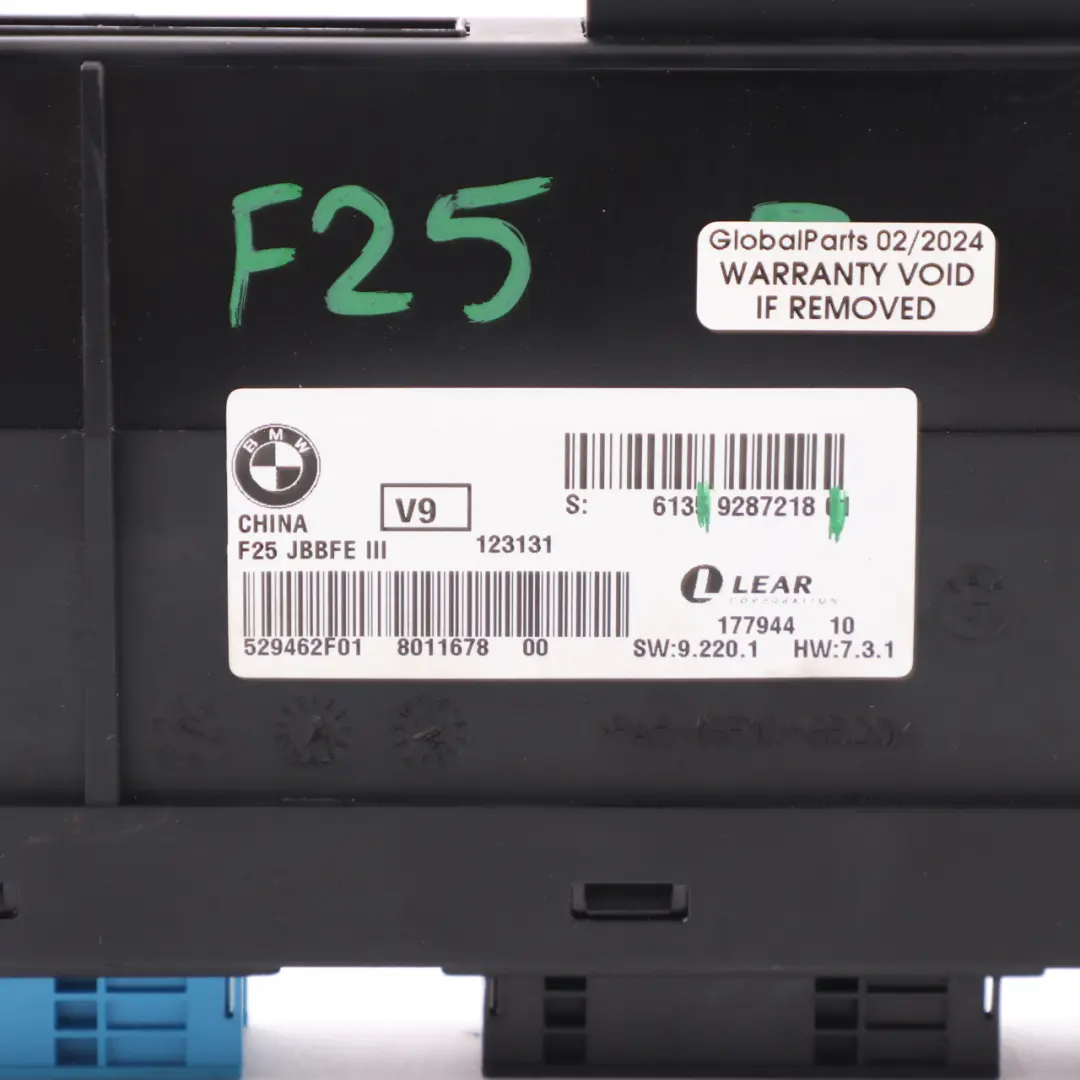 Body Control Module ECU Junction Box JBBFE III V9 Lear BMW X3 F25 - SKU 9287218 - Part number 9287218