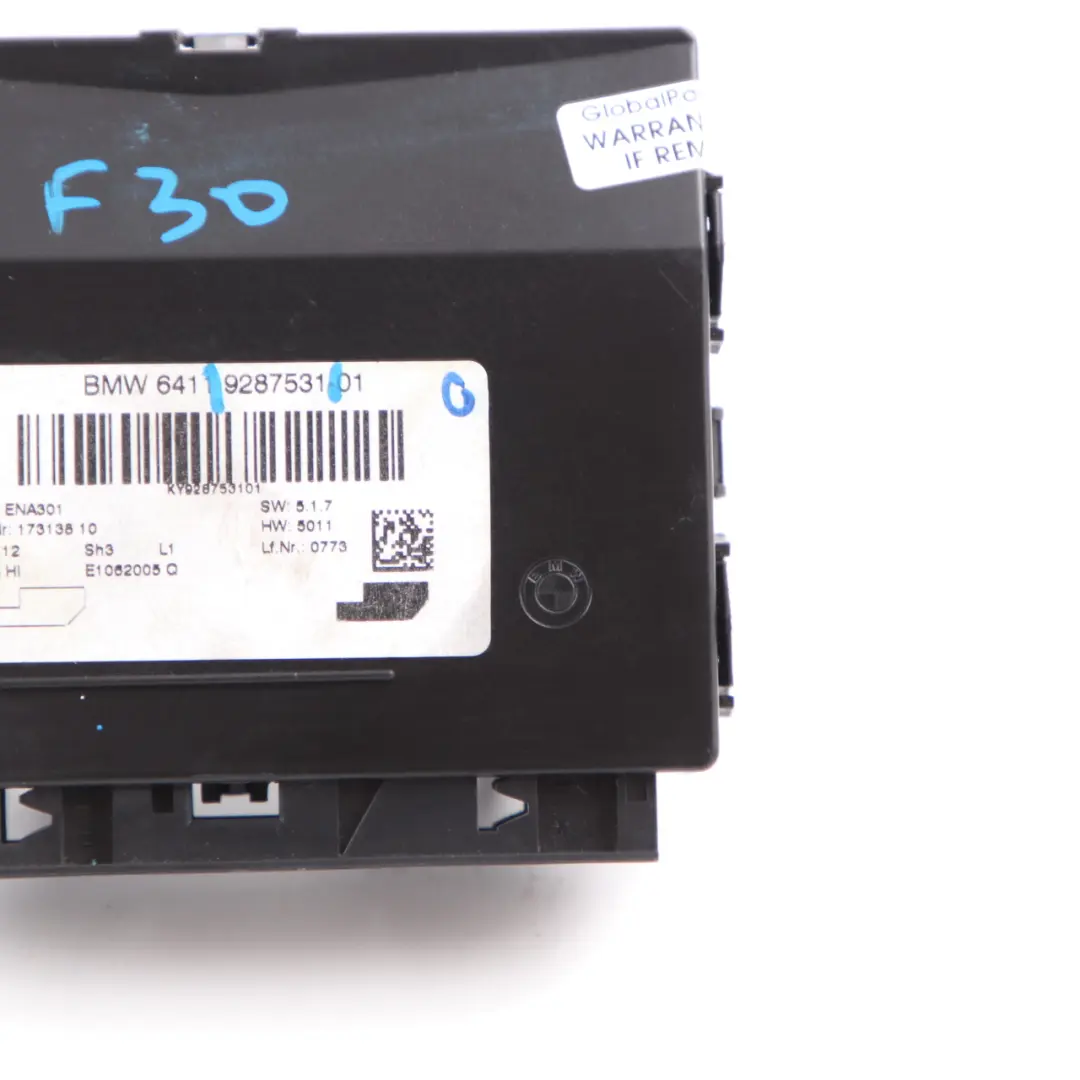 BMW F20 F21 F30 F31 Heater Control Unit Module Air Conditioning ECU - SKU 9287531 - Part number 9287531