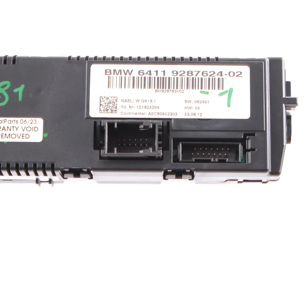 A/C Automatic Air Conditioning Climate Control Panel to BMW E81 E87 E90 E91 with Part number 9287624 BMW E81 E87 E90 E91 A/C Automatic Air Conditioning Climate Control Panel - SKU 9287624-1 - Part number 9287624