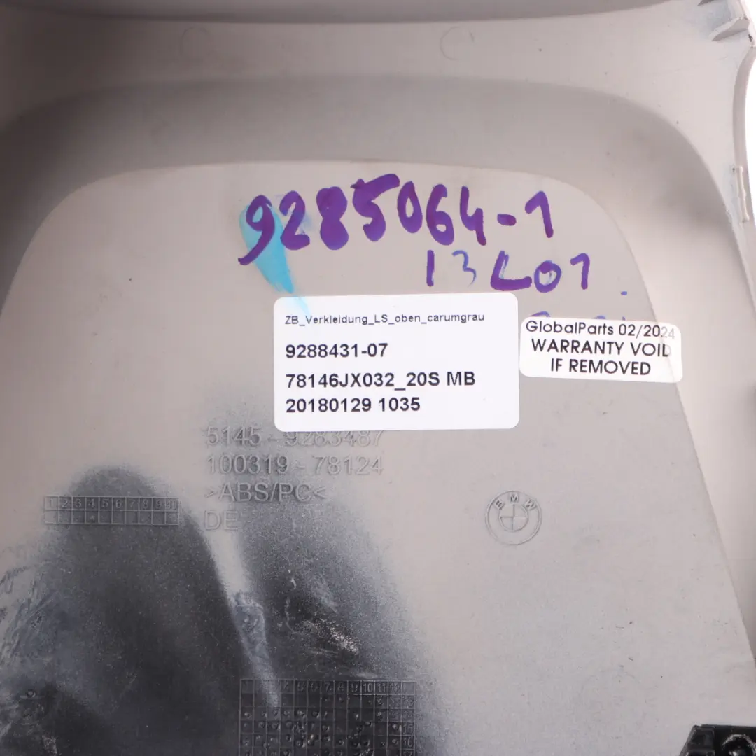 Steering Column Trim Panel Cover Top Carumgrau Grey to BMW i3 I01 with Part number 9288431 BMW i3 I01 Steering Column Trim Panel Cover Top Carumgrau Grey - SKU 9288431 - Part number 9288431