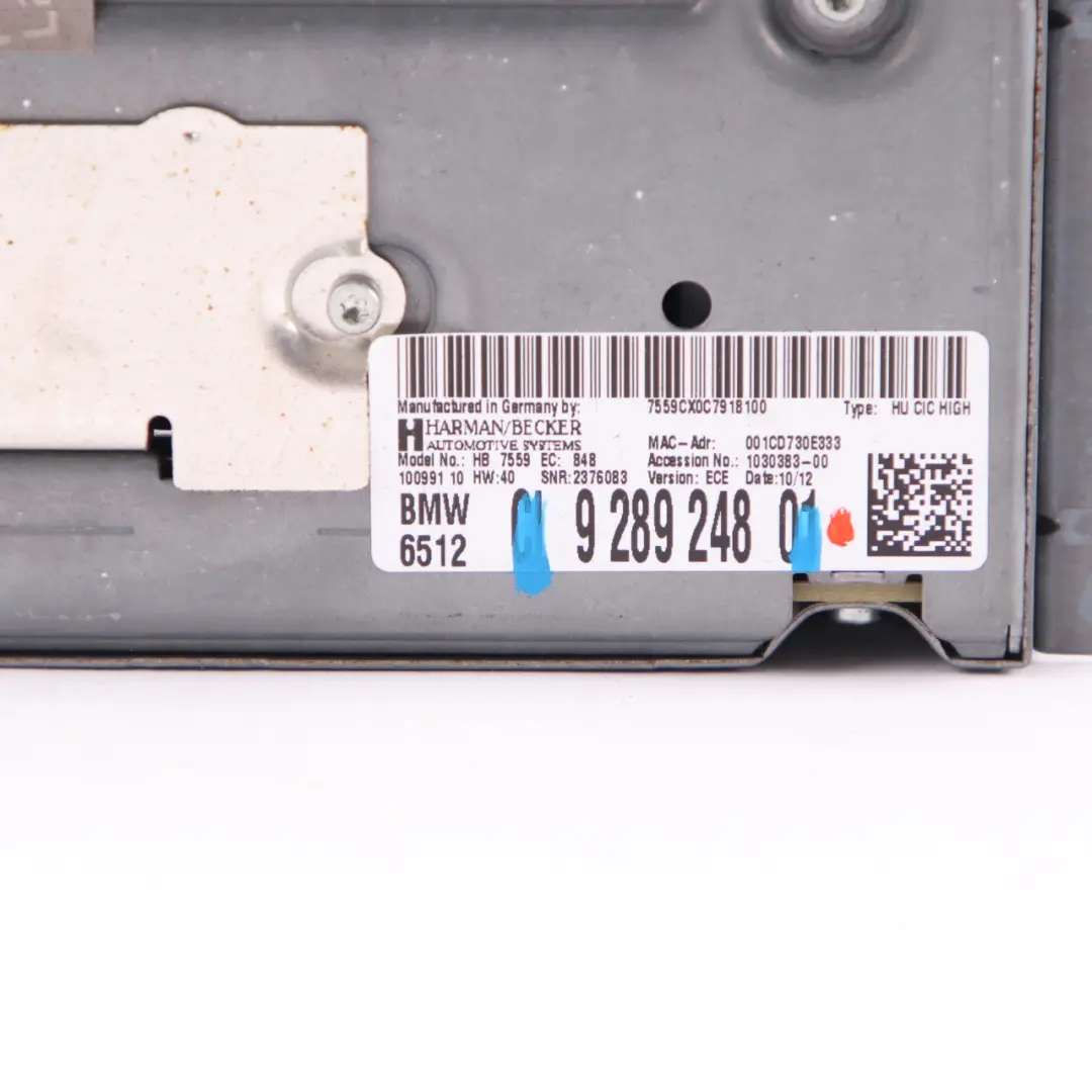 Radio Reproductor CD Navegación ECE Navi para BMW F10 M5 F12 F13 M6 con número de pieza 9289248 BMW F10 M5 F12 F13 M6 Radio Reproductor CD Navegación ECE Navi - SKU 9289248 - Número de pieza 9289248